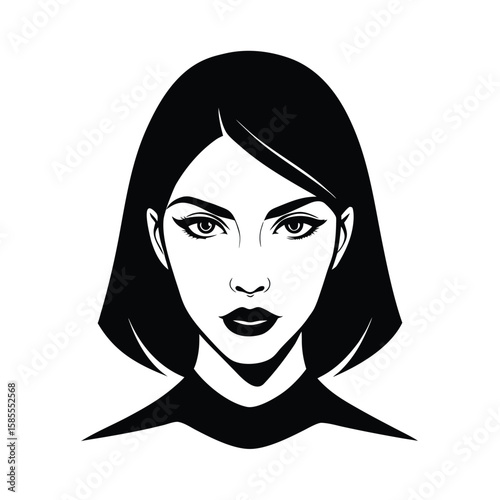 Elegant woman s face with bob haircut and dramatic makeup silhouette
