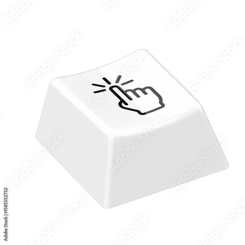 computer keyboard with white hand clicking key