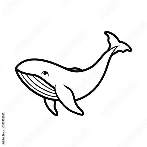 Minimalistic whale breaching outline ocean marine life
