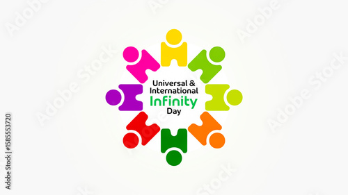 A circular logo design featuring a ring of stylized human figures arranged in a perfect circle against a light gray background