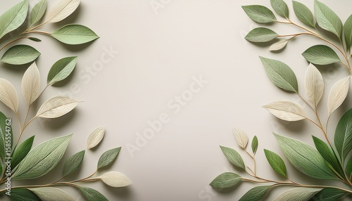 diseno de un fondo liso color claro con espacio de copia con ramas de hojas elegantes delicadas decorativas para tarjeta o diseno de invitacion