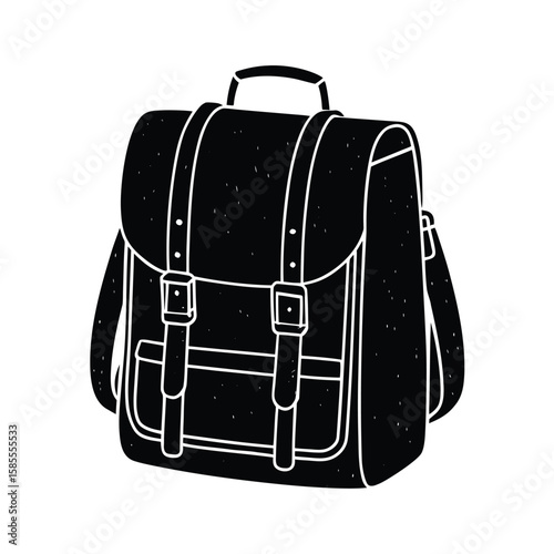 Classic satchel backpack silhouette with buckles and straps