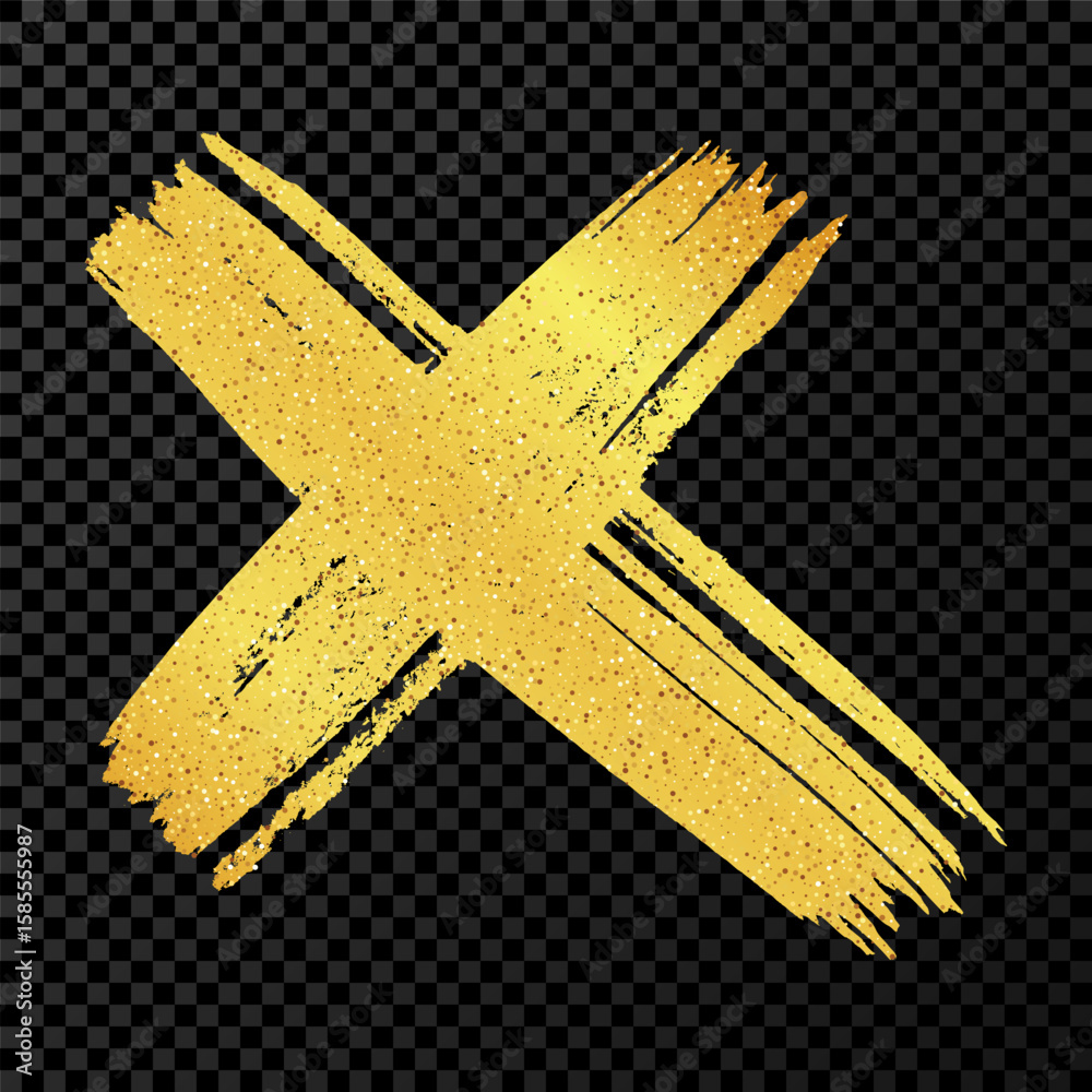 Obraz premium Gold brush cross symbol
