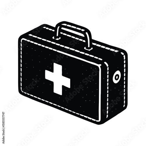 First aid kit silhouette with medical cross and handle