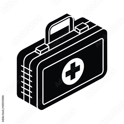  Modern Isometric Medical Kit Symbol Silhouette