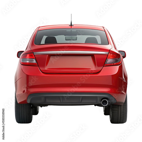 car back view isolated on transparent white background, clipping path