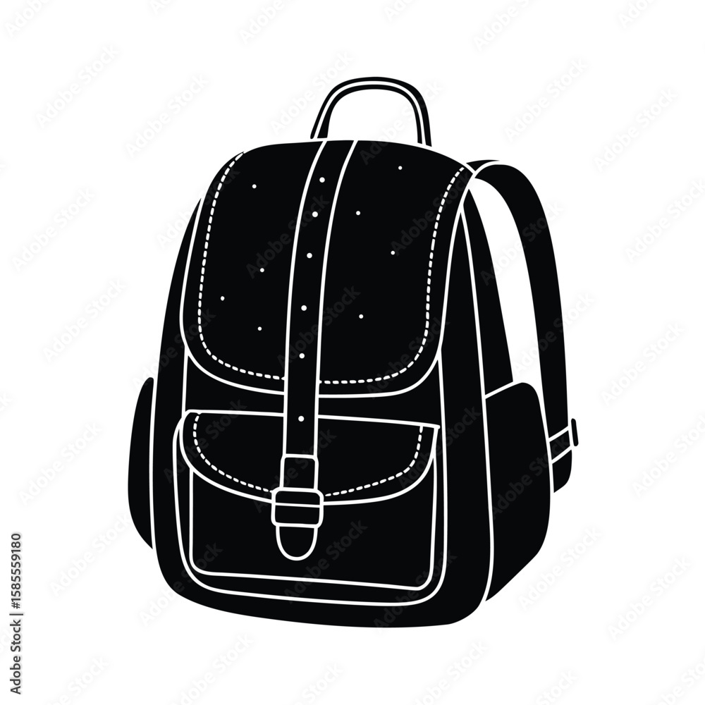 Fototapeta premium Classic backpack silhouette with stitching details