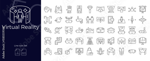 Virtual Reality Line Editable Icons set. Vector illustration in modern thin line style of Virtual Reality icons: virtual, reality, goggles, etc