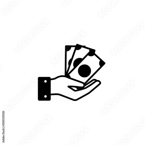 A minimalist vector illustration of a hand holding money

