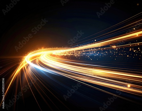 Abstract light trails on a dark surface