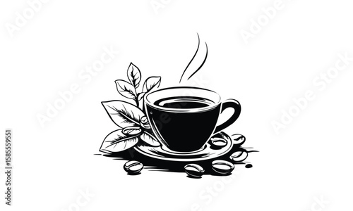 Coffee drink and coffee beans vector
