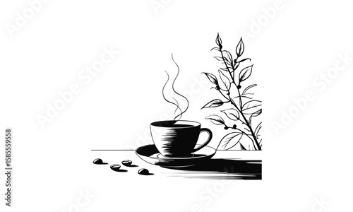 Coffee drink and coffee beans vector