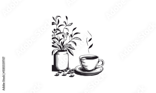 Coffee drink and coffee beans vector