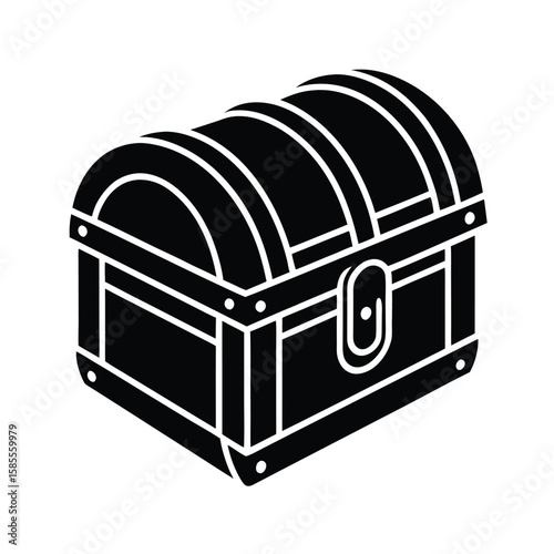 Classic treasure chest silhouette with metal accents