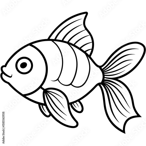 Goldfish Line Art Vector on White Background