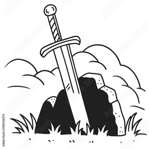 Legendary Sword Embedded in Stone Awaiting True King