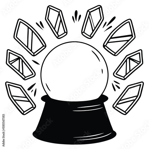 Mystical Crystal Ball Reflecting Future Possibilities and Cosmic Energy