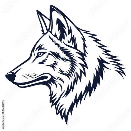 Powerful Wolf Head Profile Silhouette Vector Design for Apparel and Branding