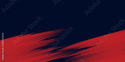 Red halftone dots blue color pattern gradient grunge texture background. Dot pop art comic sport style vector illustration. Eps10