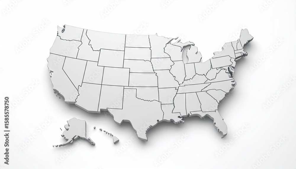 Obraz premium 3D map of the USA (2)