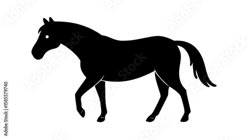 Black horse silhouette vector illustration for equestrian design and animal graphic projects and artwork