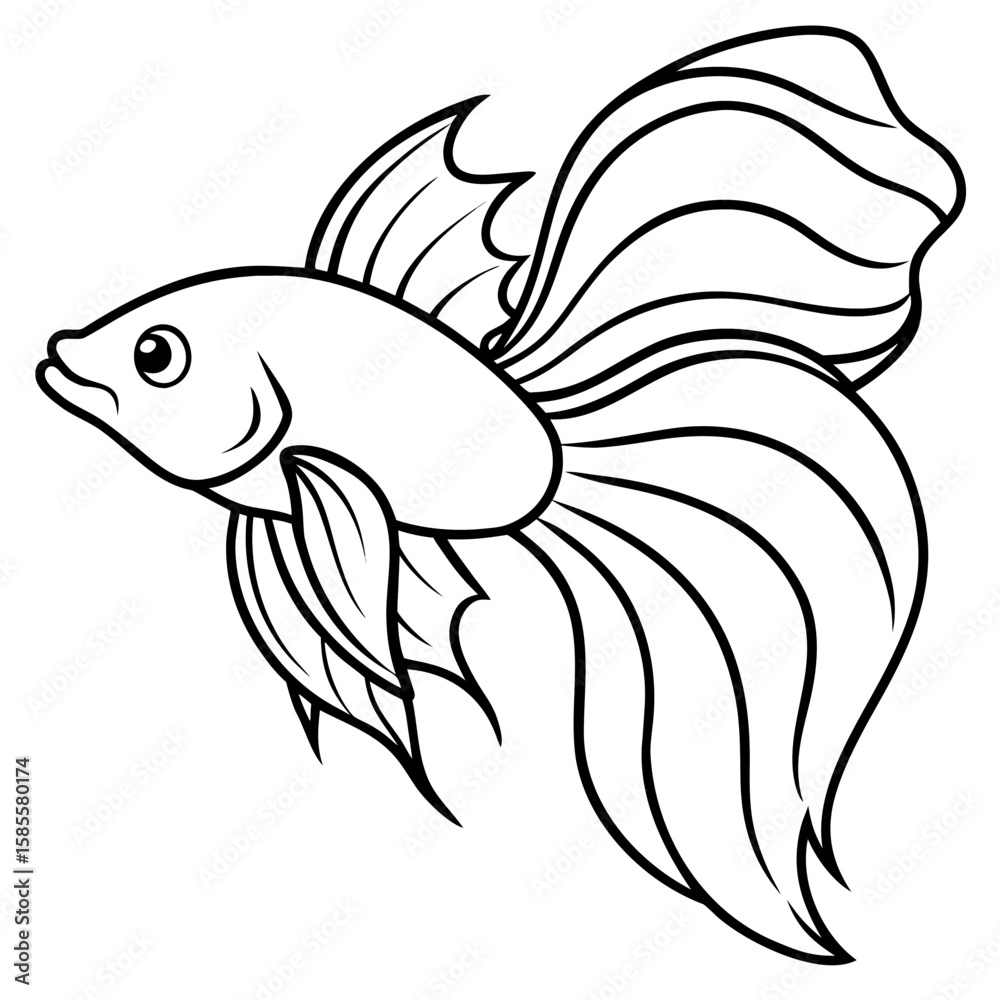 Fototapeta premium Colorful Betta Silhouette Illustration