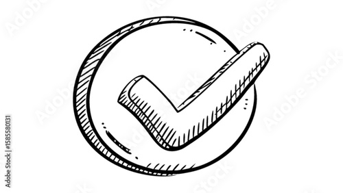 Check mark icon vector illustration hand drawn style drawing tick symbol accepted approved right sign graphic