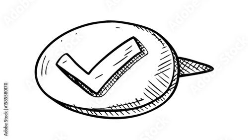 Check mark icon vector graphic in speech bubble for approval confirmation and correct choice design element