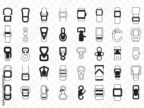 high quality buckle vectors: detailed hardware icons for clothing, bags, backpacks, shoes and outdoor gear design