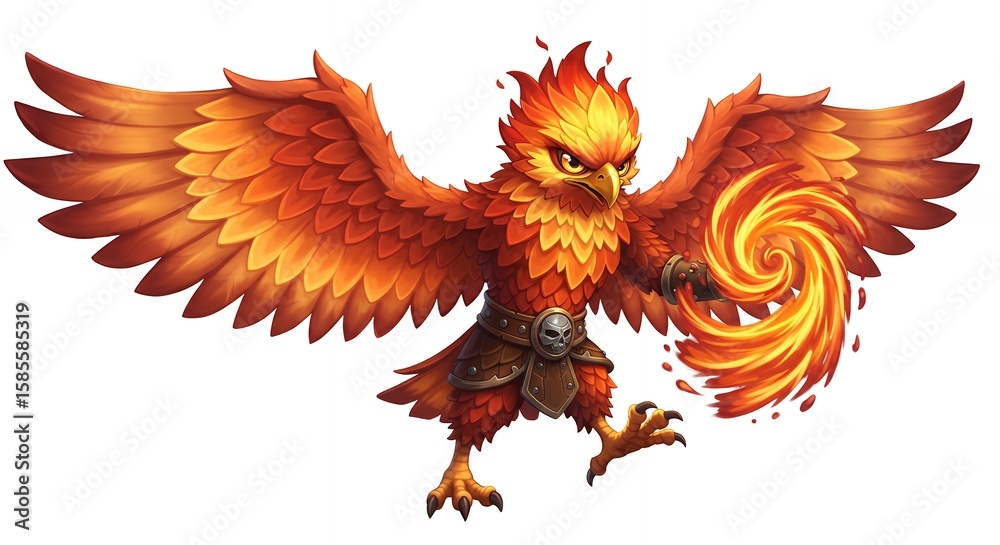 Fototapeta premium Fiery mythical bird illustration