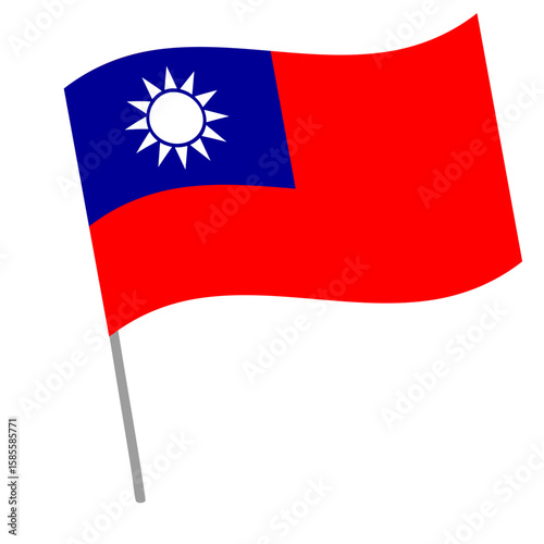 Taiwan national flag flutters with flagpole