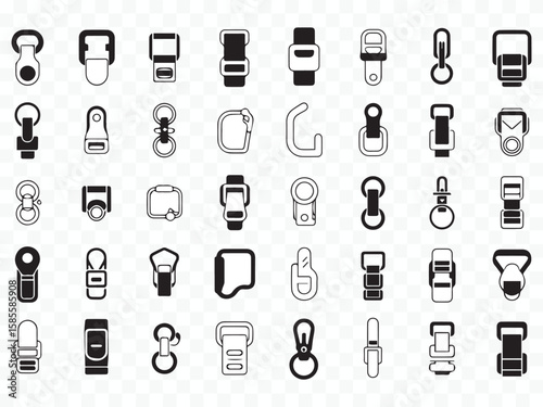vector buckle set: 40 editable buckle designs for fashion accessories, belts, straps and hardware elements