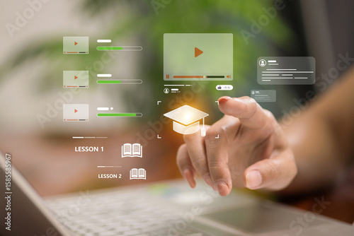 Cuadro en lienzo Online Learning Platform Video Course and Lesson Progress
