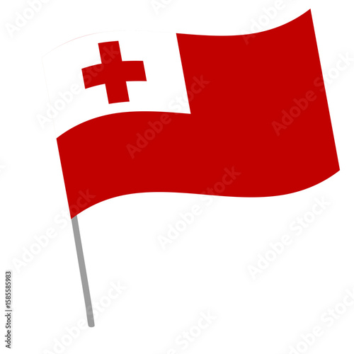 Tonga national flag flutters with flagpole