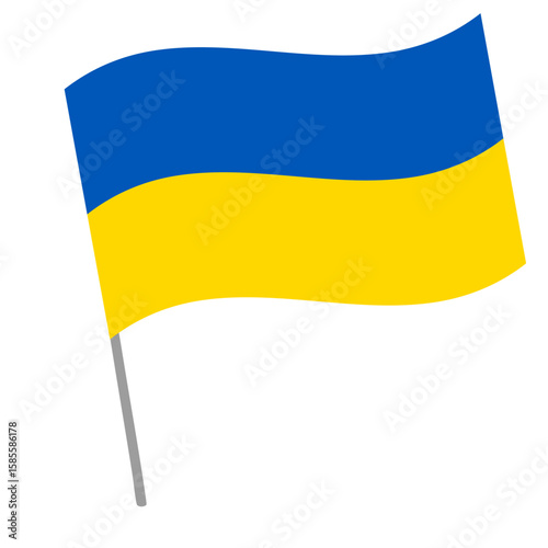 Ukraine national flag flutters with flagpole