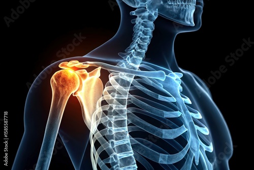 x-default Shoulder Pain Anatomy: 3D Medical Illustration of an Injured Shoulder Joint