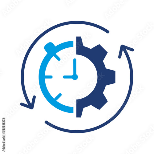 Efficiency Process Icon Vector Illustration Blue Version