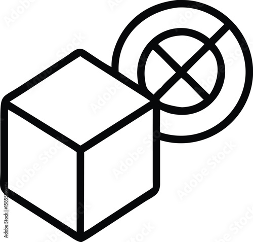 Isometric cube and pie chart line art icon illustration