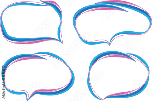 blue pink abstract design decorative lines speech bubbles