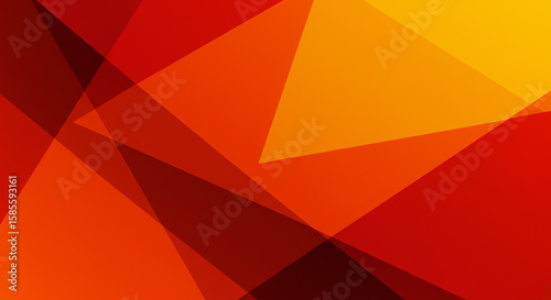 Abstract geometric background with overlapping translucent planes in warm red orange and yellow tones