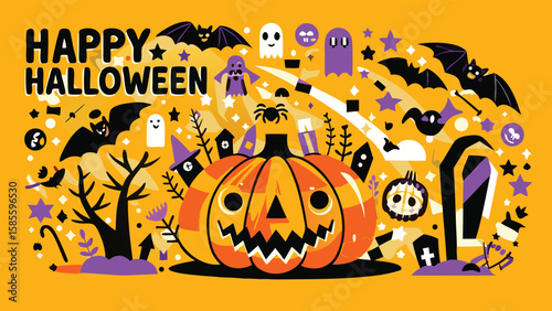 halloween background with pumpkin
