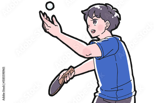 卓球をする男の子のイラスト