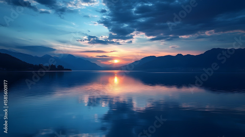 sunset over the lake