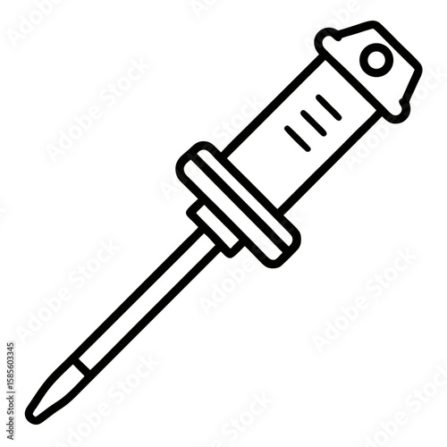 Detailed line art illustration of a screwdriver with a textured handle isolated on white background