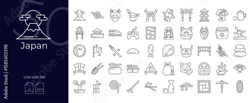 Japan Line Editable Icons set. Vector illustration in modern thin line style of Japan icons: japan, japanese, anime, etc