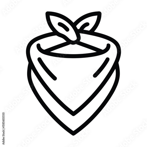 Bandana Icon, Vector, Illustration, Outline, Line Art, Silhouette, Logo, White Background.