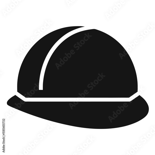 Black silhouette of a construction hard hat isolated on white background