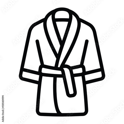 Bathrobe Icon, Vector, Illustration, Outline, Line Art, Silhouette, Logo, White Background.