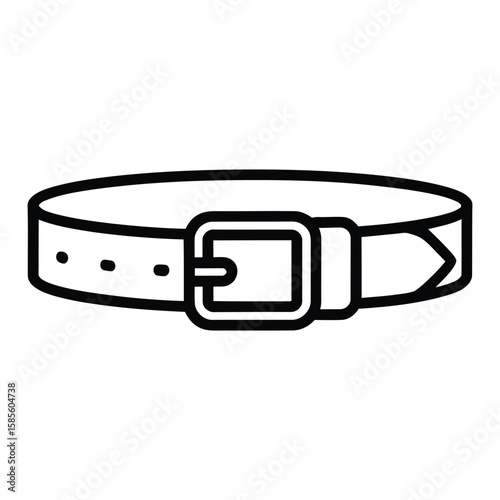 Belt Icon, Vector, Illustration, Outline, Line Art, Silhouette, Logo, White Background.