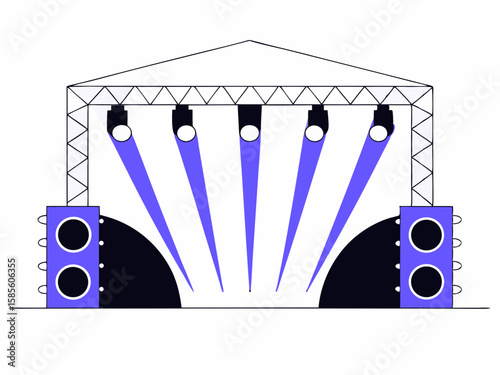 concert stage with purple lights and speakers clip art preview